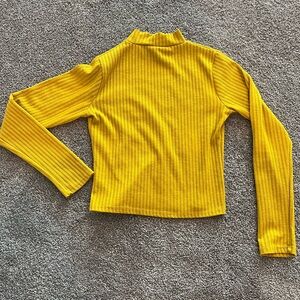 Olivia Rae Mustard Yellow Long Sleeve Ribbed Top - Mini Turtle, Small